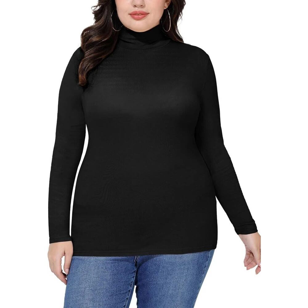 Plus Size Womens Turtleneck Long Sleeve Stretch is comfort Layer Top Sz 4XL